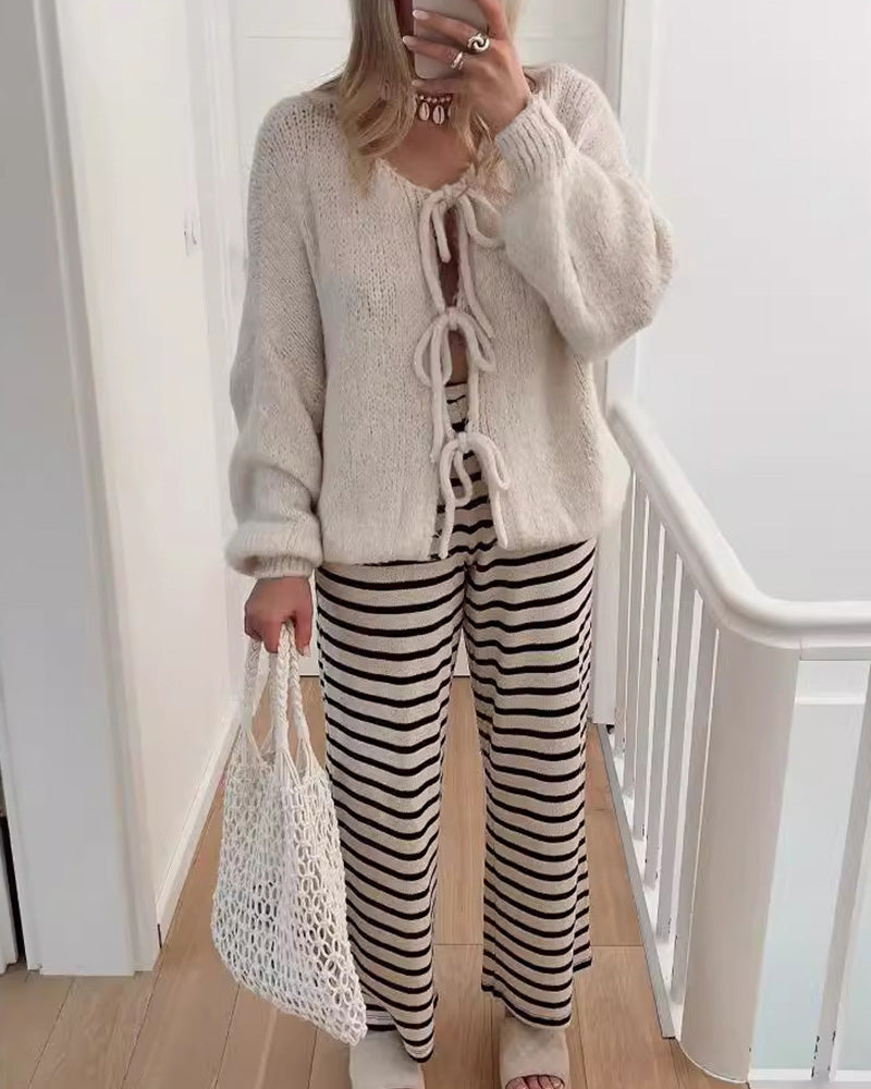 Damen Strickjacke Weich Mit Schleifenverschluss | Langarm
