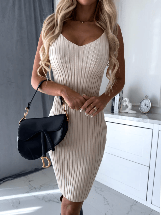 Damen Strickkleid Langarm Mit Pullover | Midi