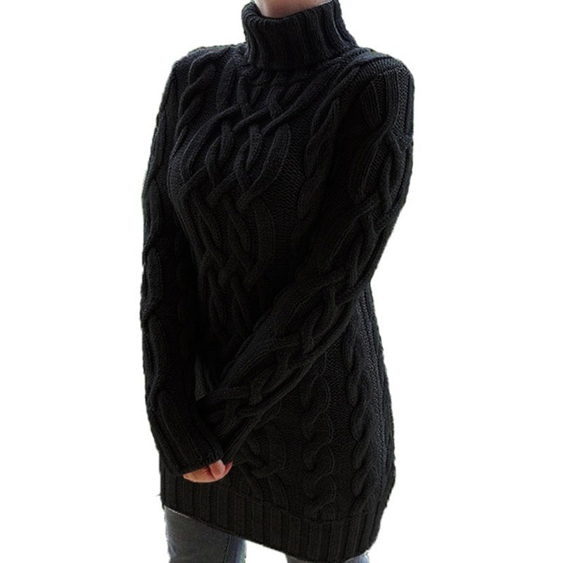Damen Strickkleid Mit Rollkragen Langarm | Kurz