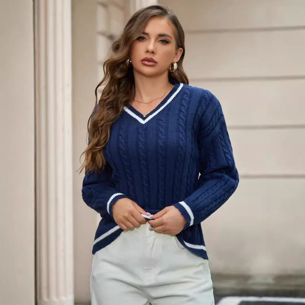 Damen Strickpullover Mit V Ausschnitt | Lang