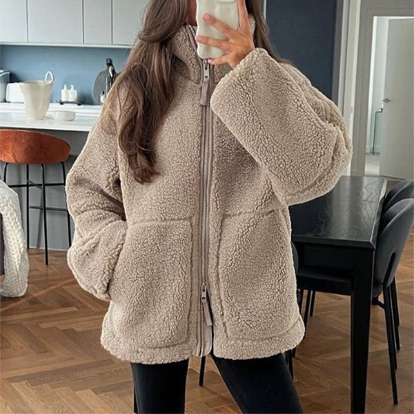 Damen Teddy Fleecejacke Mit Reißverschluss | Warm