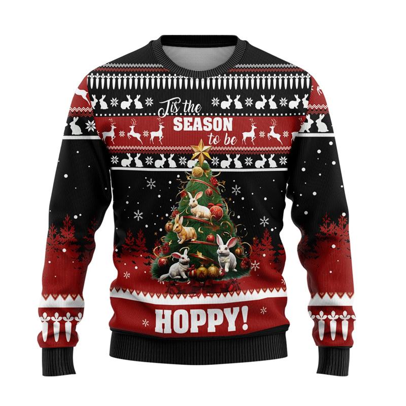 Damen Ugly Christmas Pullover Lustig Bedruckt | Hunde & Weihnachts Design