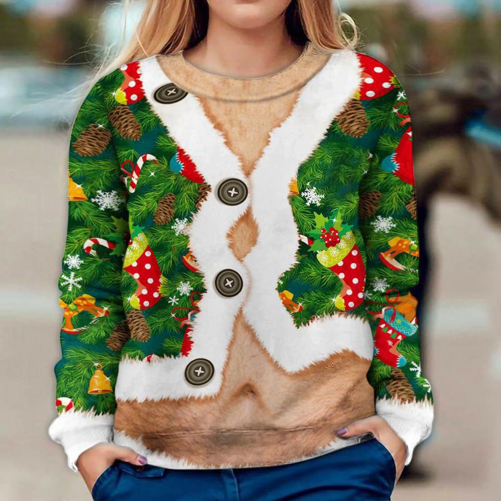 Damen Ugly Christmas Pullover Lustig Bedruckt | Weihnachtskostüm