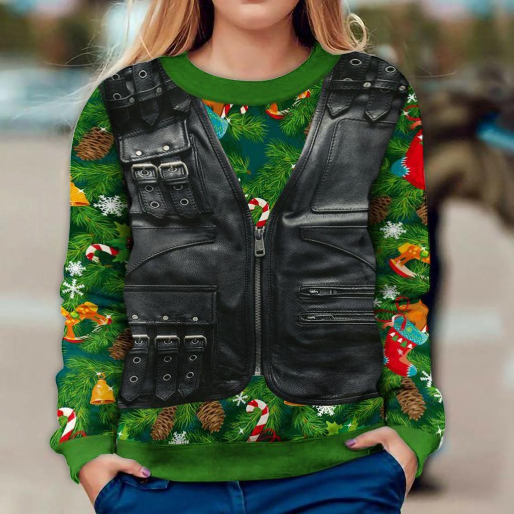 Damen Ugly Christmas Pullover Lustig Bedruckt | Weihnachtskostüm