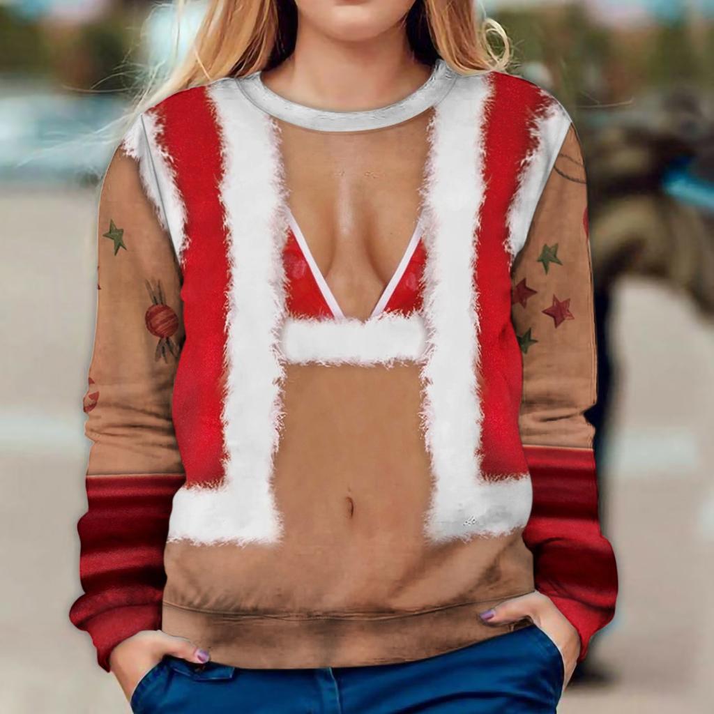 Damen Ugly Christmas Pullover Lustig Bedruckt | Weihnachtskostüm