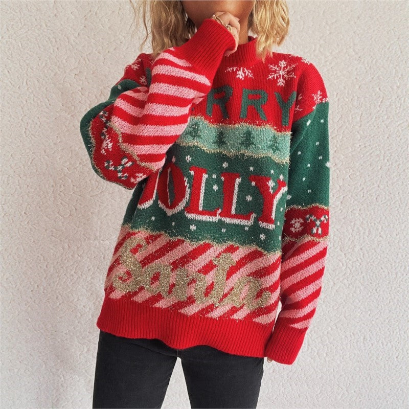 Damen Ugly Christmas Pullover Merry Jolly | Weihnachts