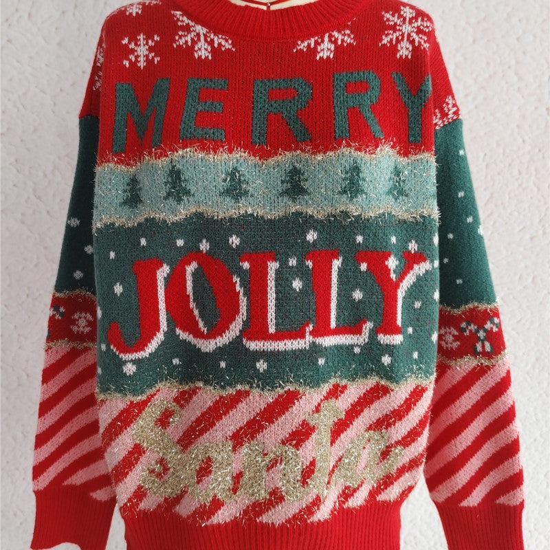 Damen Ugly Christmas Pullover Merry Jolly | Weihnachts
