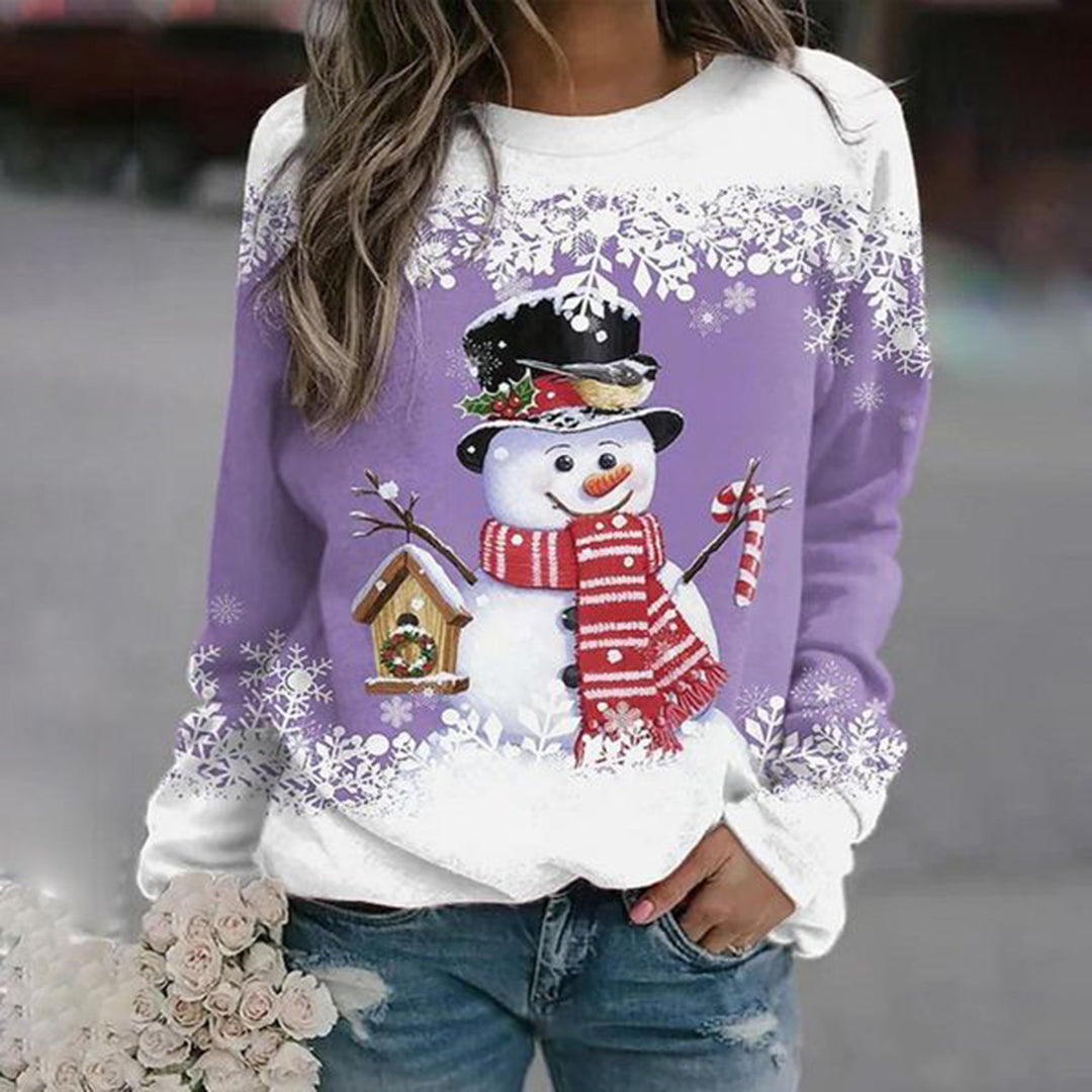 Damen Ugly Christmas Pullover Mit Schneemann Motiv | Warm