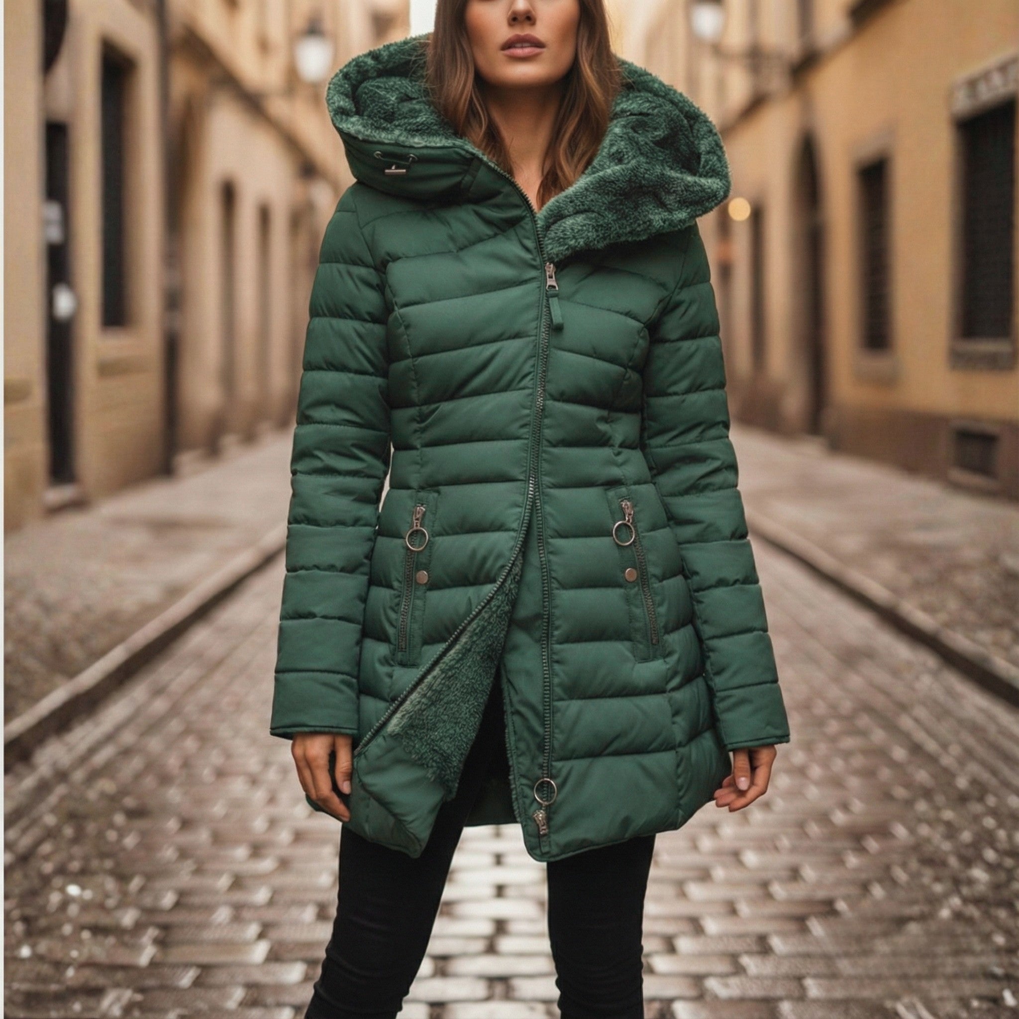 Damen Winterjacke Lang Mit Kapuze Und Fütterung | Stadt