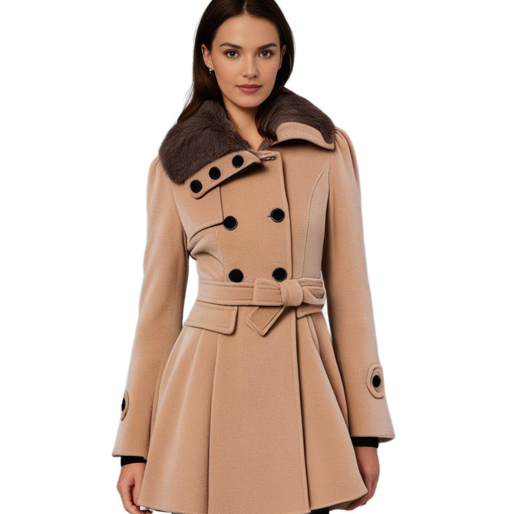 Damen Winterjacke Mit Gürtel & Fellfutter | Warm
