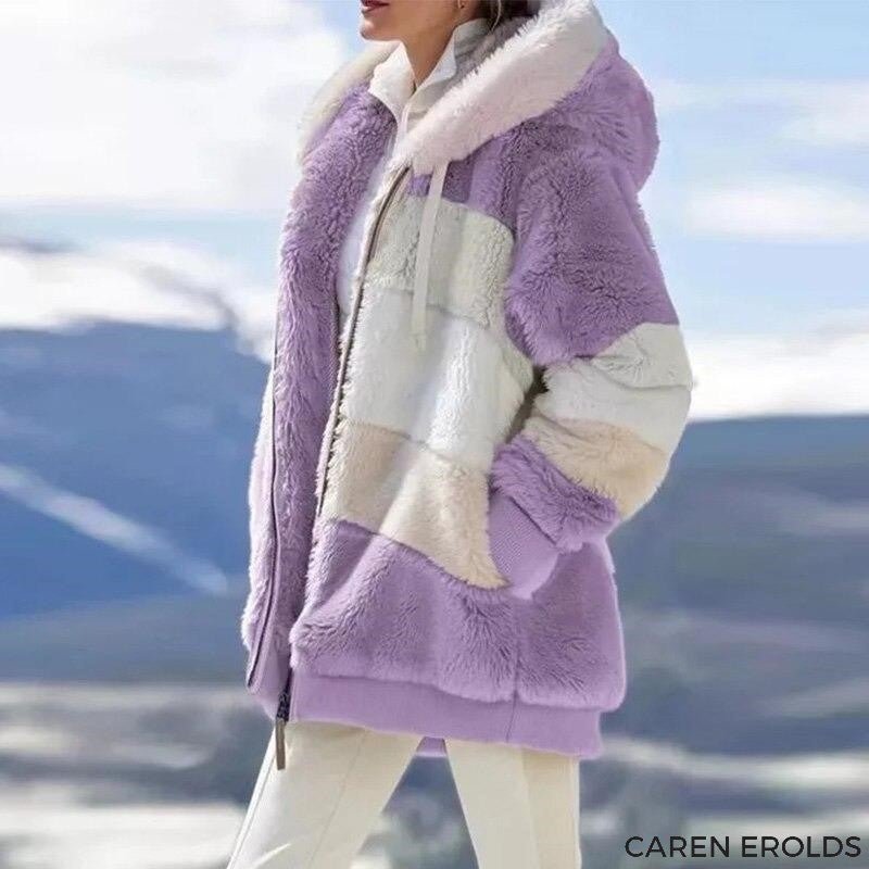Damen-Winterjacke aus Teddyfell mit Kapuze | Warm