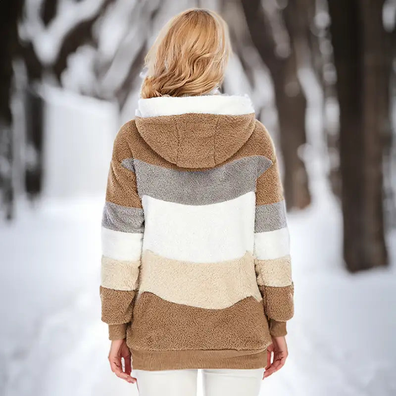 Damen-Winterjacke aus Teddyfell mit Kapuze | Warm