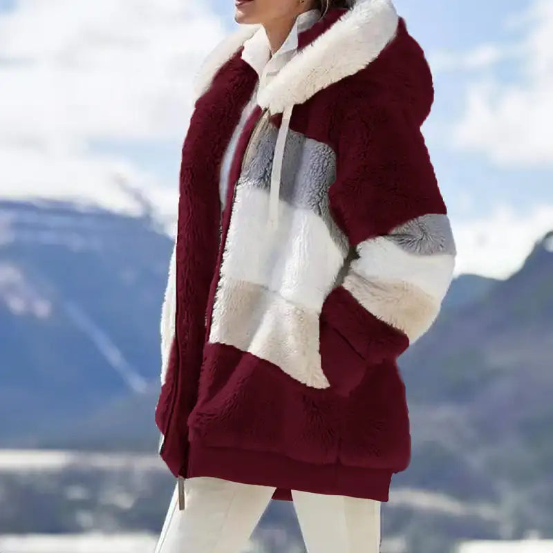 Damen-Winterjacke aus Teddyfell mit Kapuze | Warm