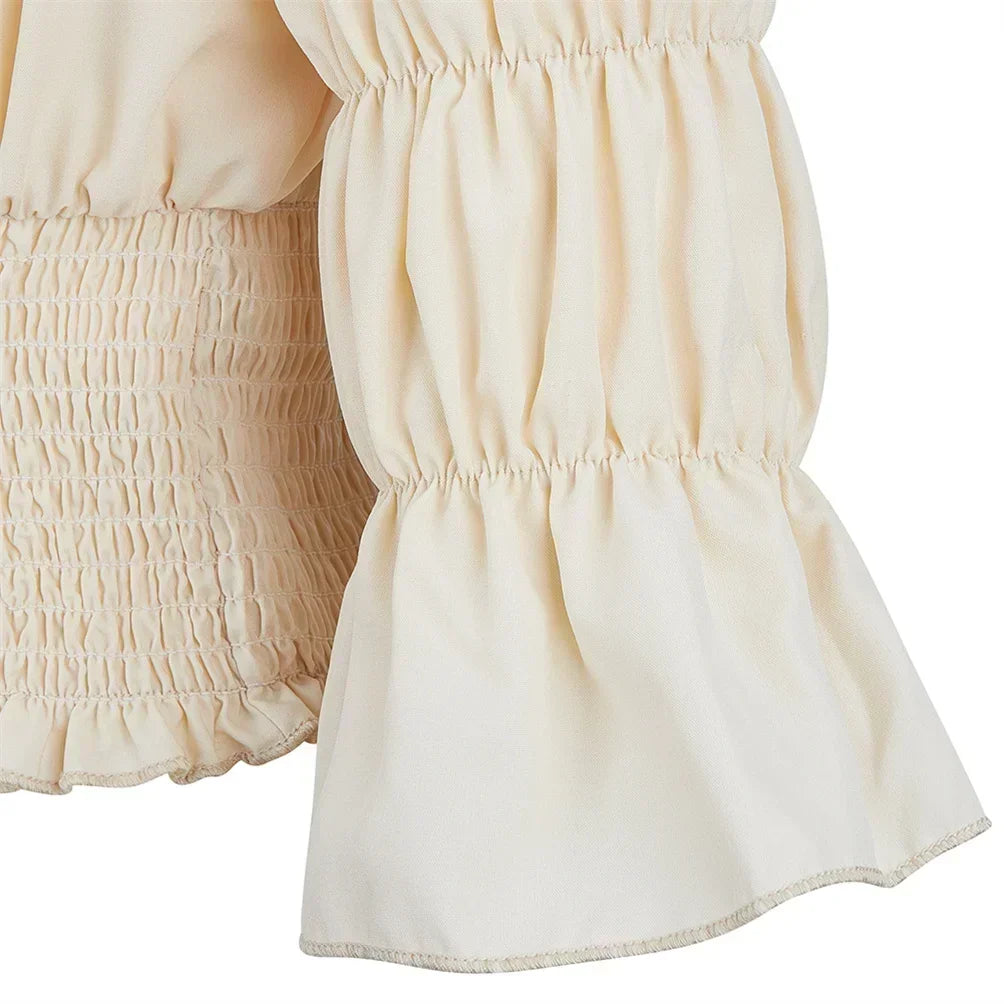 Oktoberfest Damen Dirndlbluse Schulterfrei Puffärmel | Rüschen