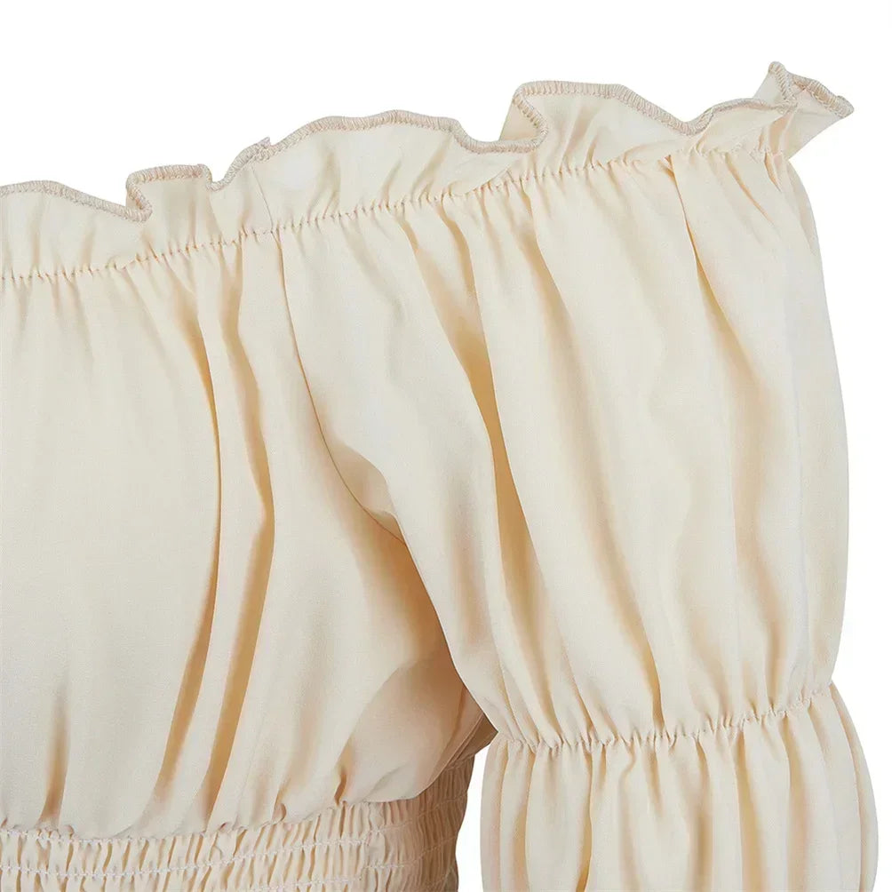 Oktoberfest Damen Dirndlbluse Schulterfrei Puffärmel | Rüschen
