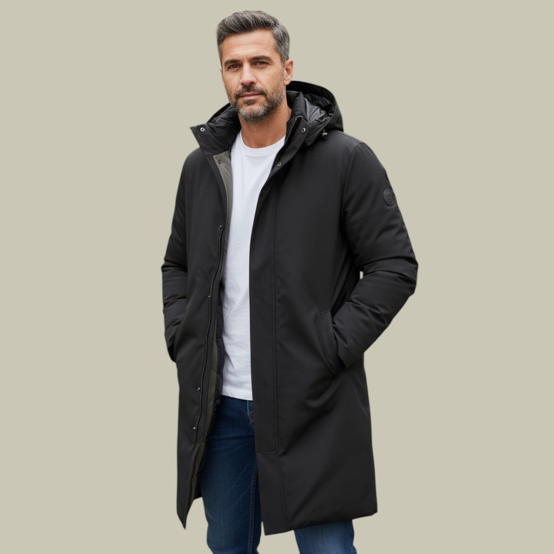 Daunenjacke Herren Lang Mit Kapuze Und Reißverschluss | Winter