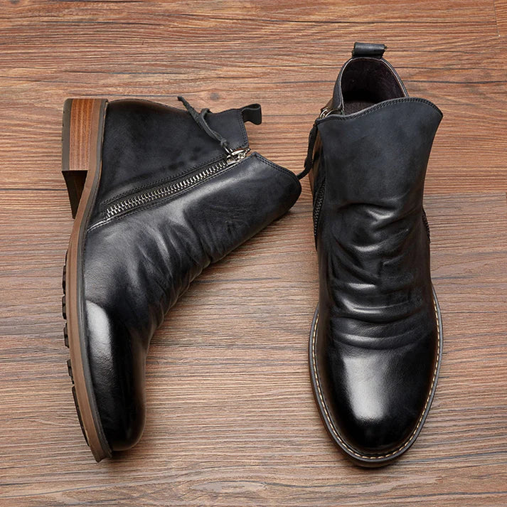 Dwight - Herren Stiefeletten mit Reißverschluss, Vintage-Look, Robuste Sohle