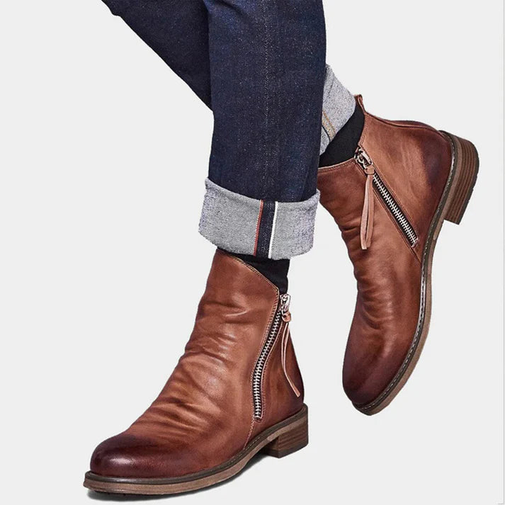 Dwight - Herren Stiefeletten mit Reißverschluss, Vintage-Look, Robuste Sohle