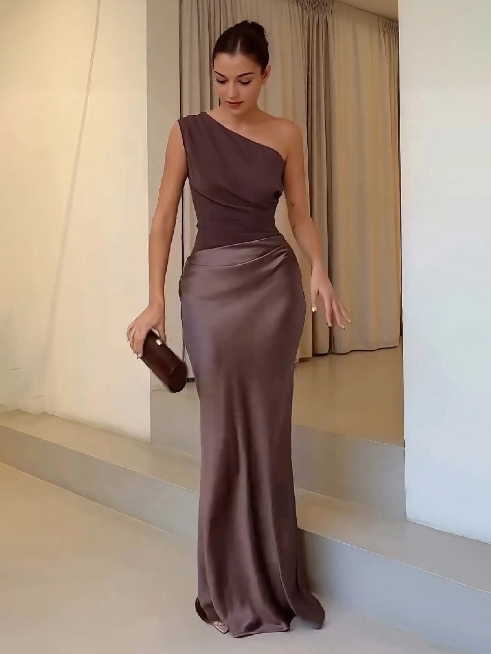 Festliches Kleid Damen Elegant Maxi | One-Shoulder