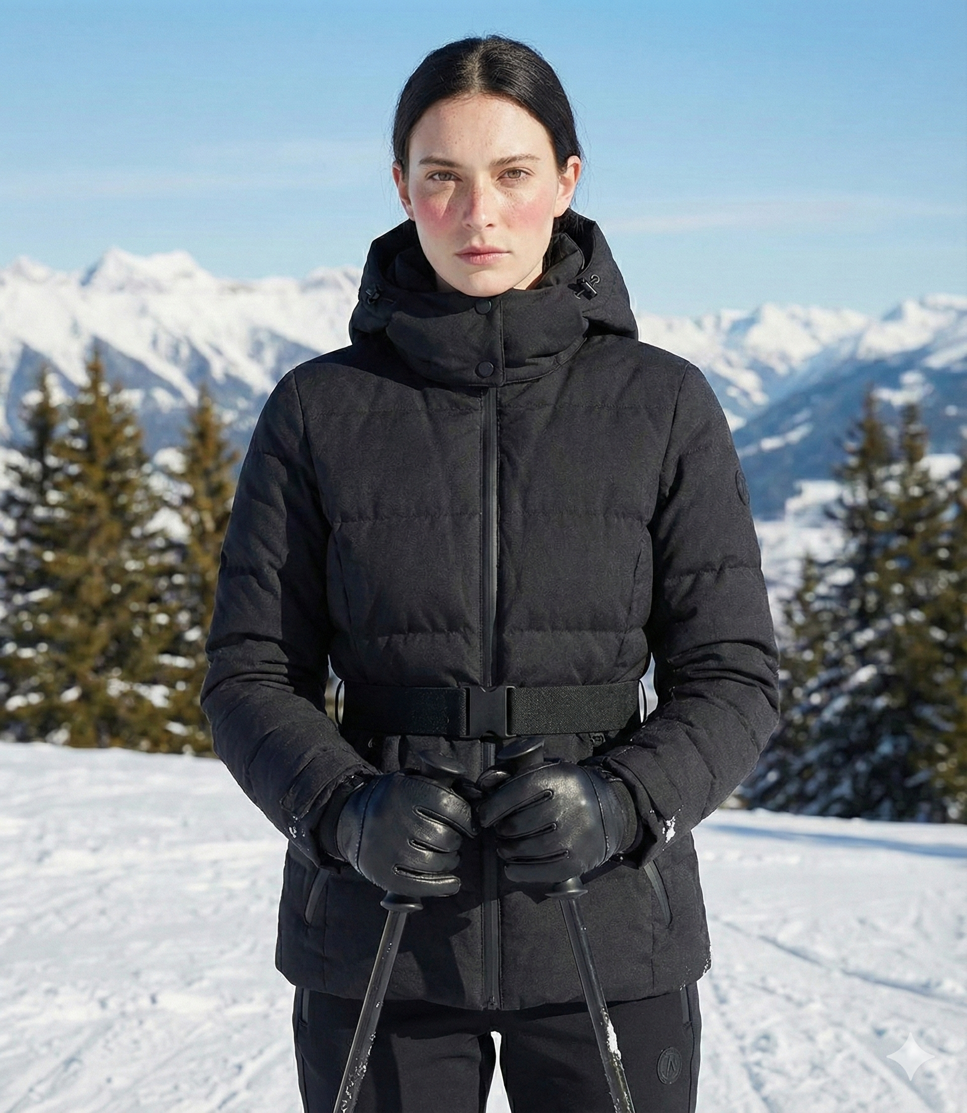 Damen Stepp Skijacke Mit Gürtel Und Kapuze | Winter