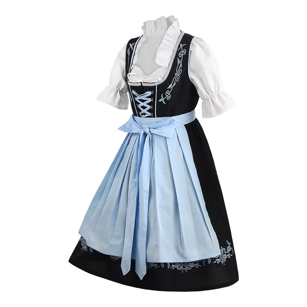 Oktoberfest Damen Dirndl Kleid Lang | Rüschen