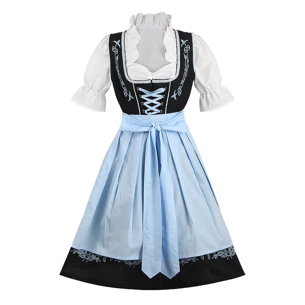 Oktoberfest Damen Dirndl Kleid Lang | Rüschen