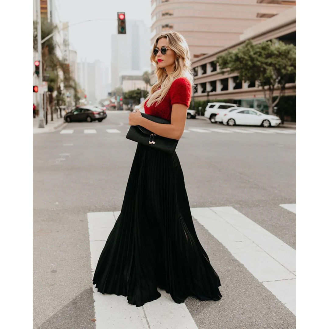 Helena | Damen Eleganter Plissierter Langer Rock | Zeitlos