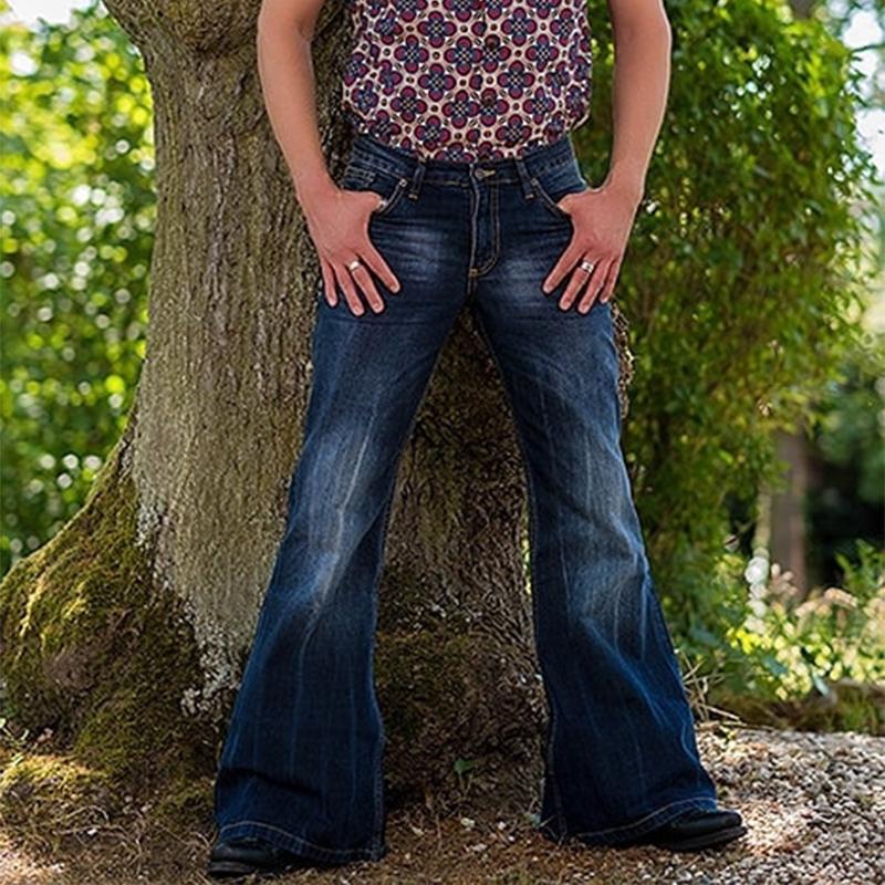 Herren Ausgestellte Jeans Mit Waschung Und Hohem Bund | Vintage