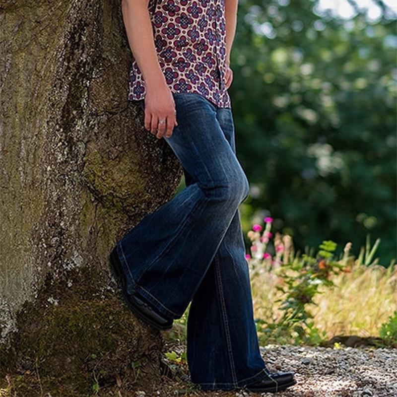 Herren Ausgestellte Jeans Mit Waschung Und Hohem Bund | Vintage