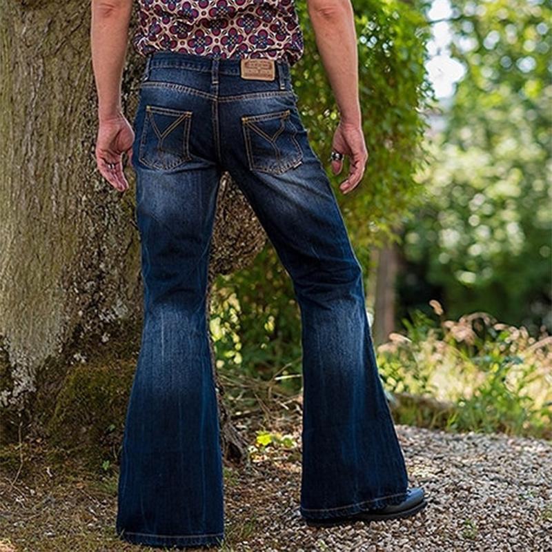 Herren Ausgestellte Jeans Mit Waschung Und Hohem Bund | Vintage