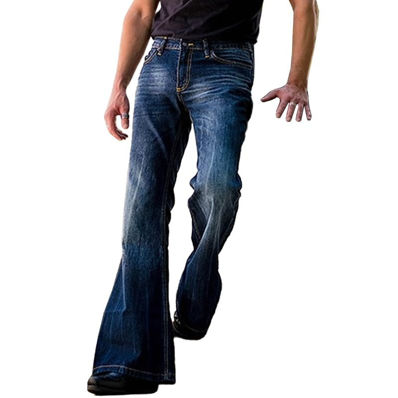 Herren Ausgestellte Jeans Mit Waschung Und Hohem Bund | Vintage