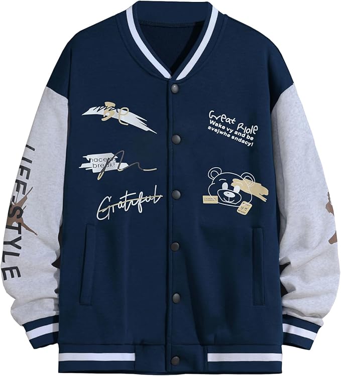 Herren College Jacke Mit Aufnähern Und Stickerei | Sportlicher Stil