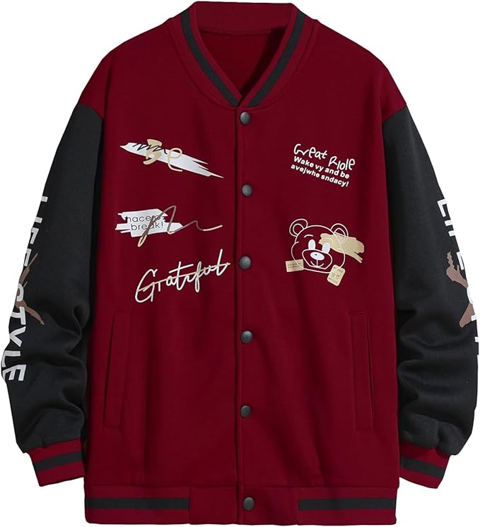 Herren College Jacke Mit Aufnähern Und Stickerei | Sportlicher Stil