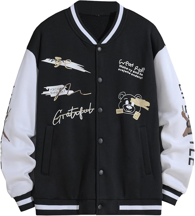 Herren College Jacke Mit Aufnähern Und Stickerei | Sportlicher Stil