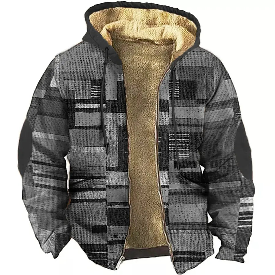 Herren Fleecejacke Mit Kapuze Im Farbblock-Design | Warm