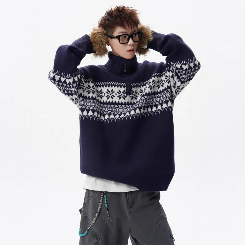 Herren Norweger Pulli Mit Hochkragen Und Zipper | Winterlook