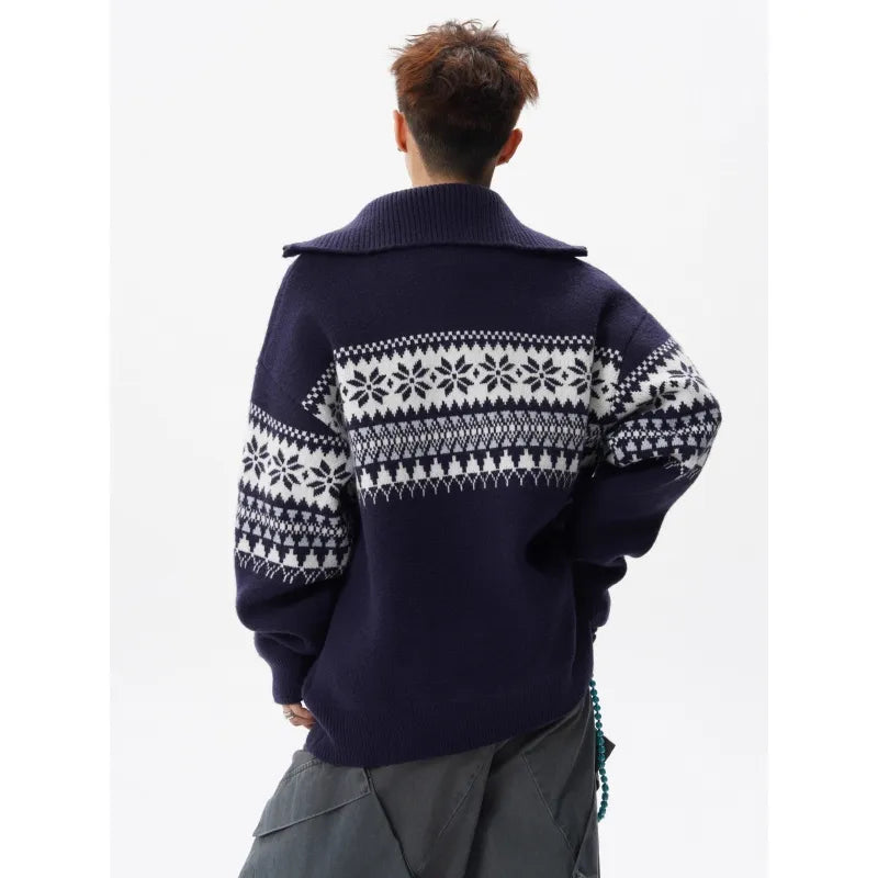 Herren Norweger Pulli Mit Hochkragen Und Zipper | Winterlook