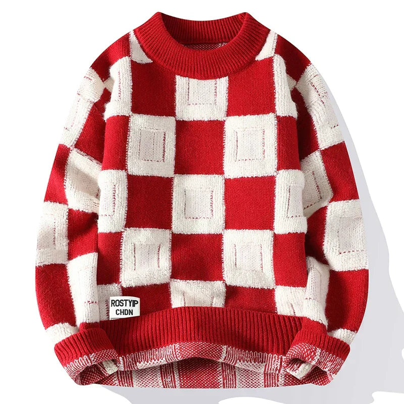 Herren Oversize Pullover Mit Karomuster | Strick