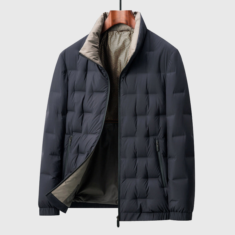 Herren Pufferjacke Mit Reißverschluss Und Stehkragen | Winter