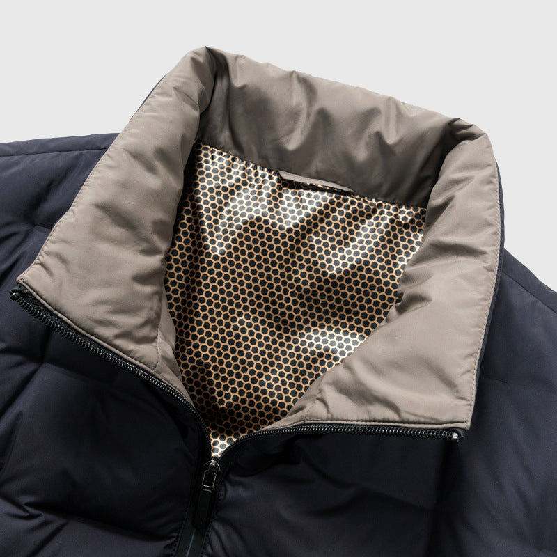 Herren Pufferjacke Mit Reißverschluss Und Stehkragen | Winter