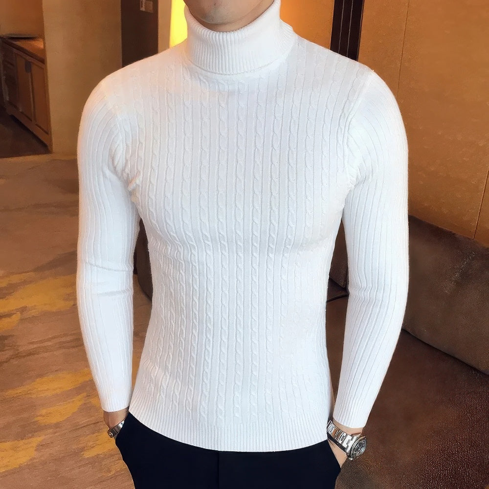 Herren Rollkragenpullover Feinstrick | Slim Fit