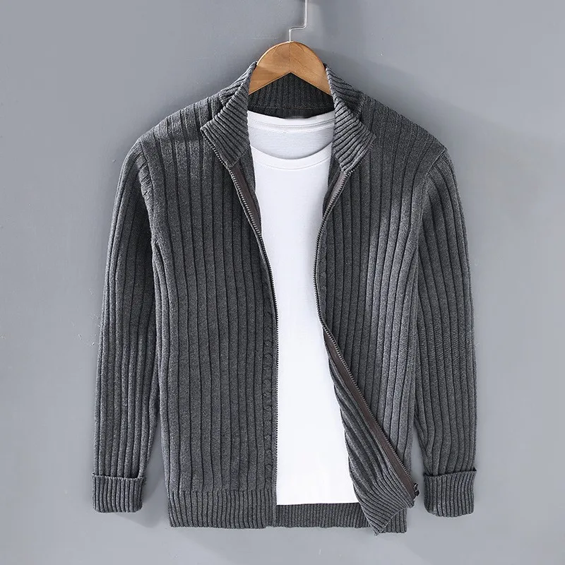 Herren Strickjacke Gerippt Mit Reißverschluss | Warm