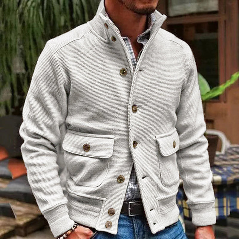 Herren Übergangsjacke Mit Knopfleiste Und Taschen | Modern