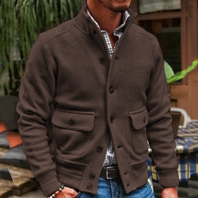 Herren Übergangsjacke Mit Knopfleiste Und Taschen | Modern