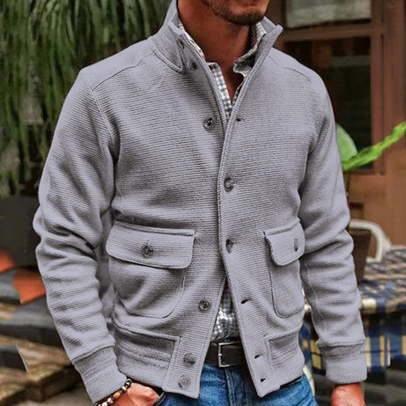 Herren Übergangsjacke Mit Knopfleiste Und Taschen | Modern