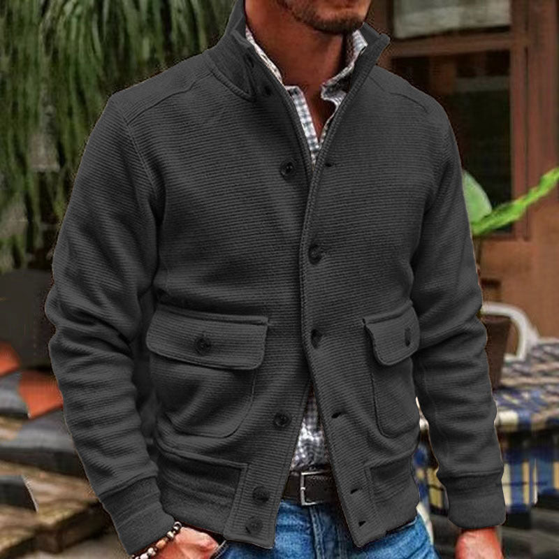 Herren Übergangsjacke Mit Knopfleiste Und Taschen | Modern