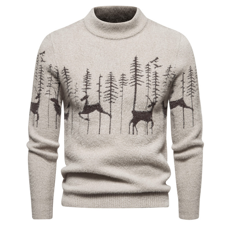 Herren Weihnachten Pullover Mit Rentier Und Bäumen | Strick