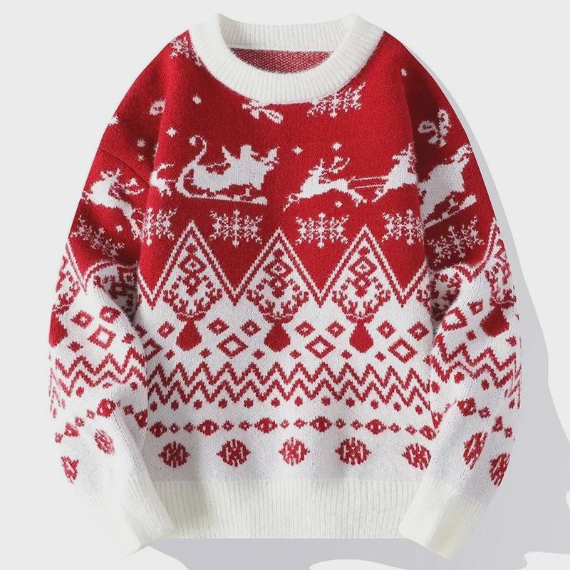 Herren Weihnachtspullover Mit Rentierschlitten Motiv | Warm