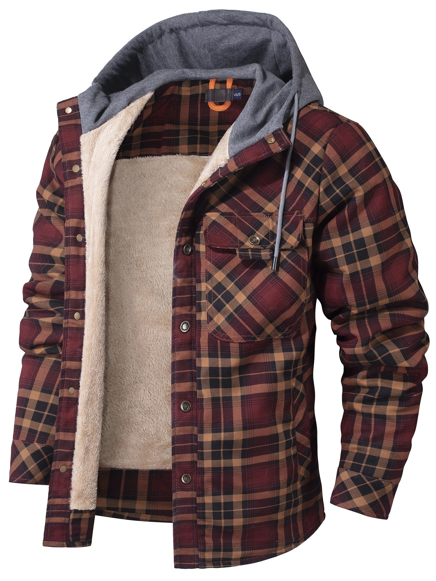 Herren Winterjacke Kariert Mit Kapuze | Warm