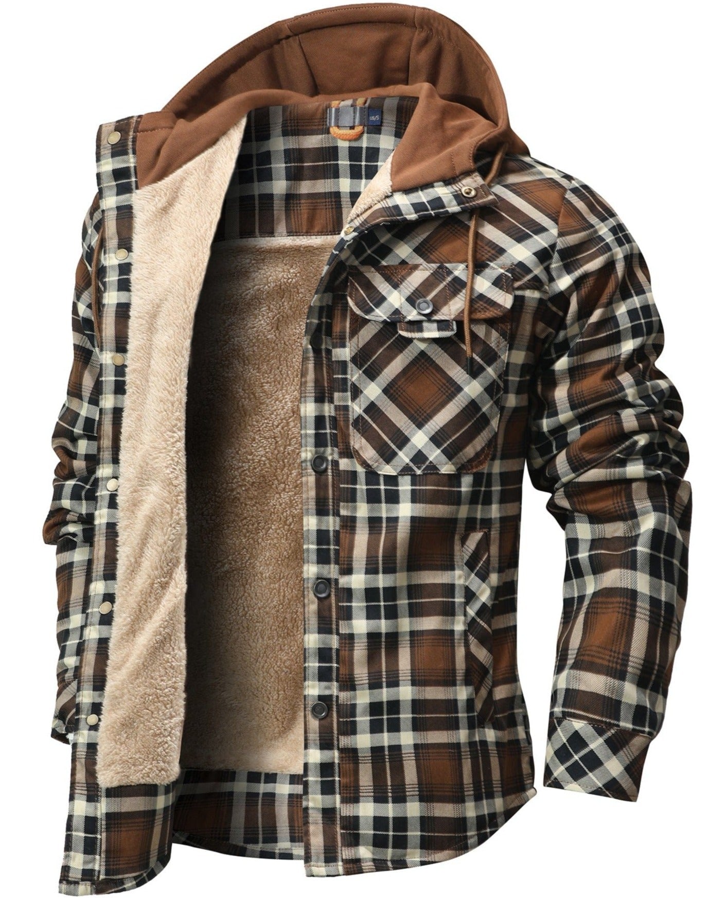 Herren Winterjacke Kariert Mit Kapuze | Warm
